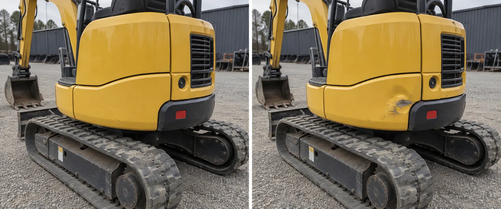 Rear panel at pickup and at return